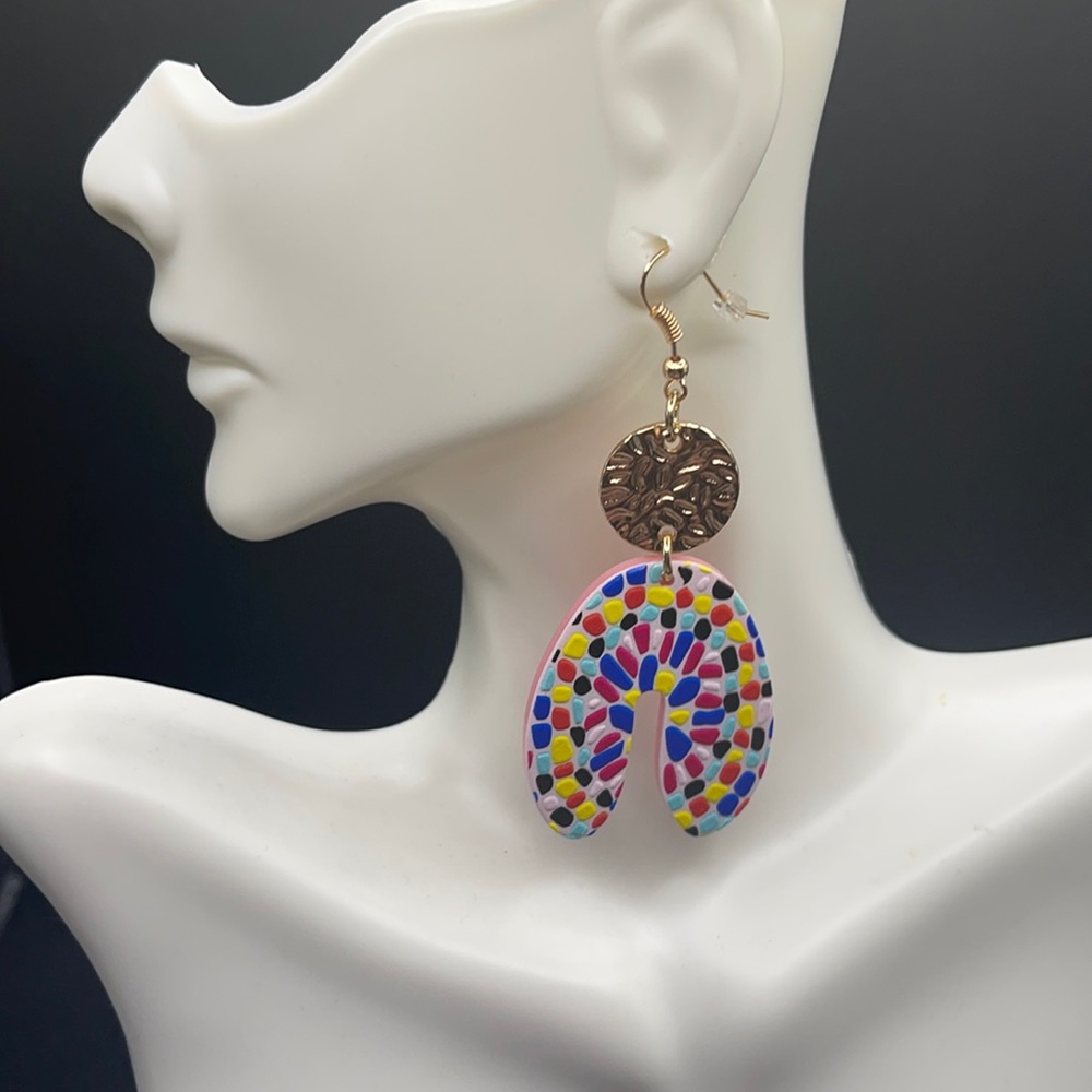 Gold plated multicolored earrings